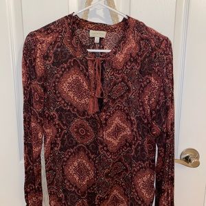 BOHO burgundy blouse